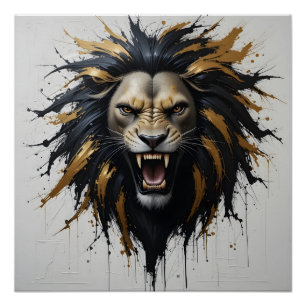 Abstract Roaring Lion Poster