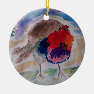 Abstract Robin Christmas Ornament