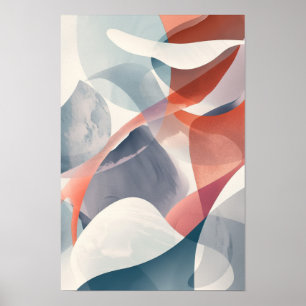 Abstract Rock Grey and Red Modern Poster