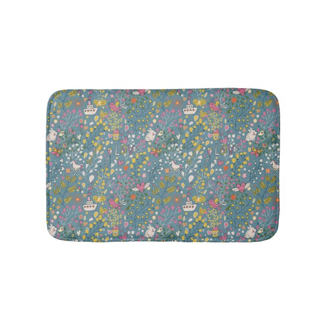 Abstract romantic pattern with cartoon bathroom mat (Front)