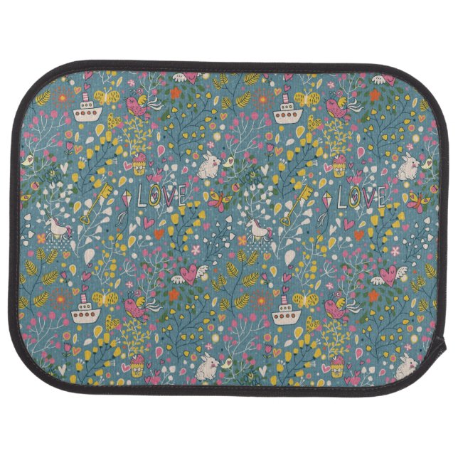 Abstract romantic pattern with cartoon car floor mat (Rear)