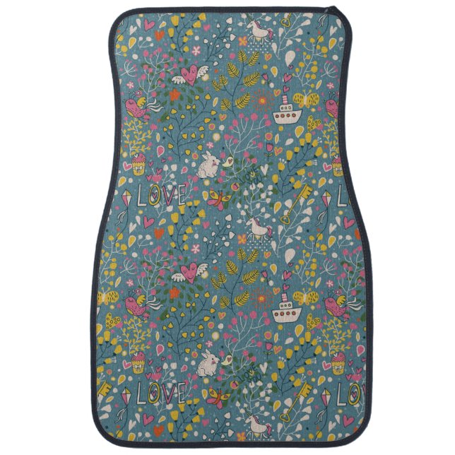 Abstract romantic pattern with cartoon car mat (Front)