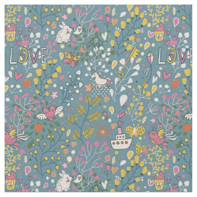 Abstract romantic pattern with cartoon fabric (Close Up)