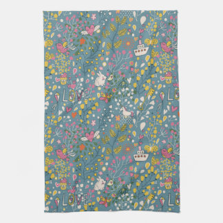 Abstract romantic pattern with cartoon kitchen towel