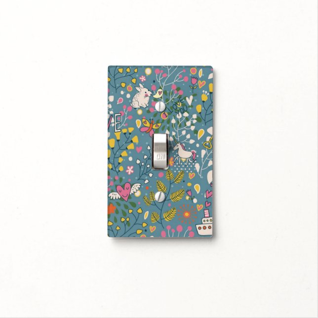 Abstract romantic pattern with cartoon light switch cover (In Situ)