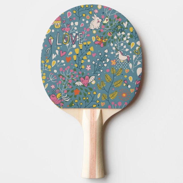 Abstract romantic pattern with cartoon Ping-Pong paddle (Front)