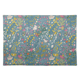 Abstract romantic pattern with cartoon placemat