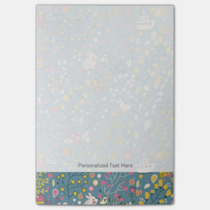 Abstract romantic pattern with cartoon post-it notes