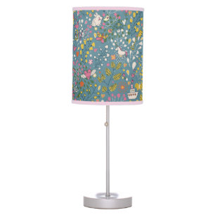 Abstract romantic pattern with cartoon table lamp