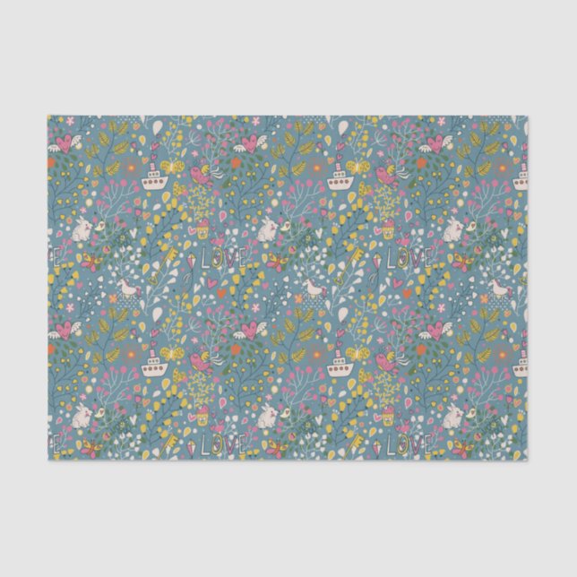 Abstract romantic pattern with cartoon tissue paper (Front)
