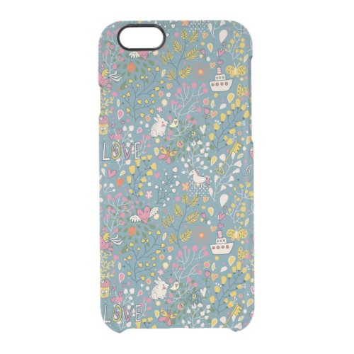 Abstract romantic pattern with cartoon clear iPhone 66S case