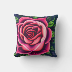 Abstract Romantic Pink Rose Bloom Throw Pillow