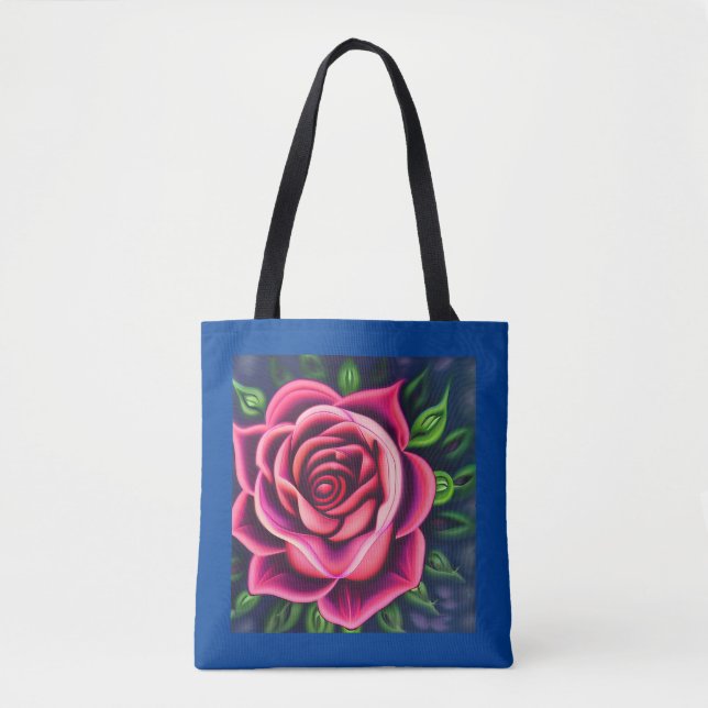 Abstract Romantic Pink Rose Bloom Tote Bag (Front)