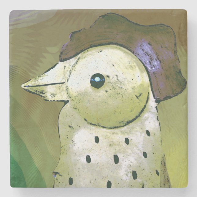 Abstract Rooster 1 Stone Coaster (Front)
