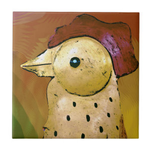 Abstract Rooster 5 Ceramic Tile
