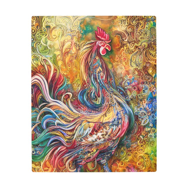 Abstract Rooster -An Ode to the Rooster's Splendor Metal Print (Front)