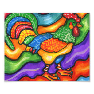 Abstract Rooster Bird Animal Colorful Art Photo Print