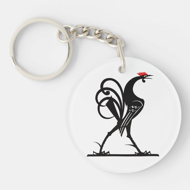 Abstract Rooster Silhouette Art Keychain (Front)