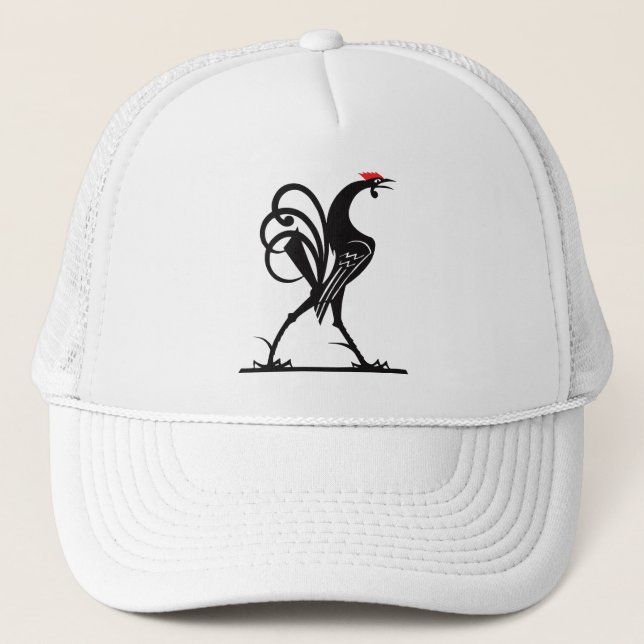 Abstract Rooster Silhouette Art Trucker Hat (Front)