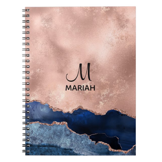 Abstract Rose and Navy Blue - Notebook for Her (Front)