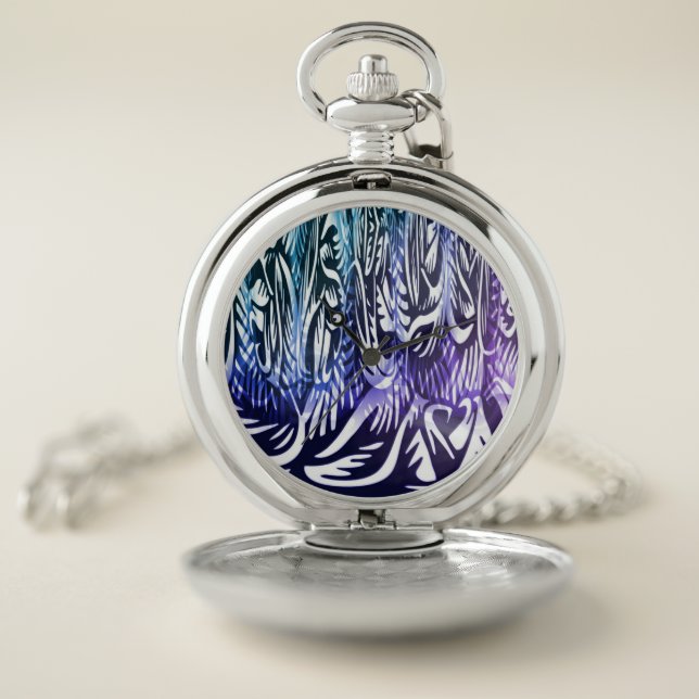 Abstract Rose Angel Wing Tattoo Design Pocket Watch (Inside)