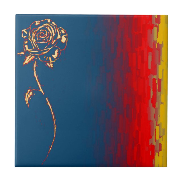 Abstract Rose Ceramic Tile (Front)