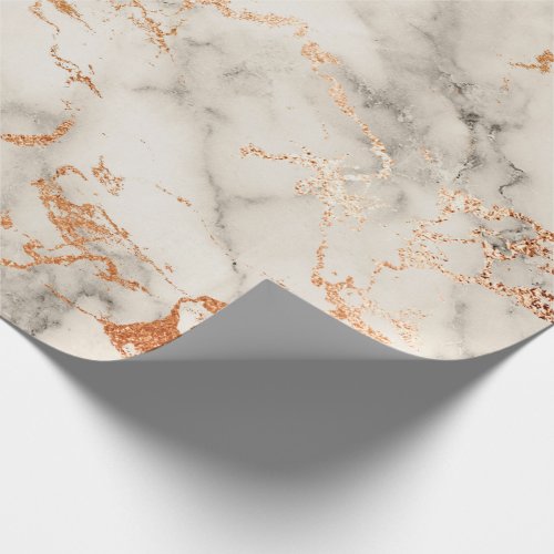 Abstract Rose Coral Blush Silver Gray Marble Stone Wrapping Paper
