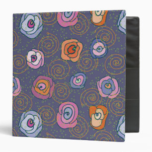 Abstract rose field pattern 3 ring binder
