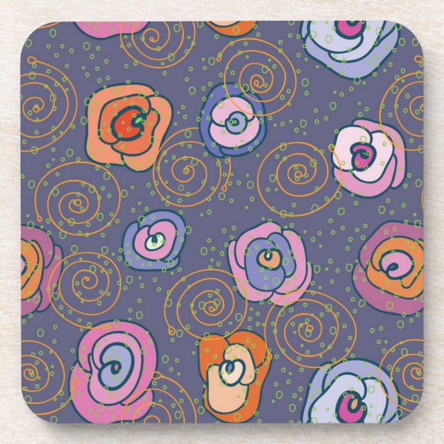 Abstract rose field pattern beverage coaster (Front)