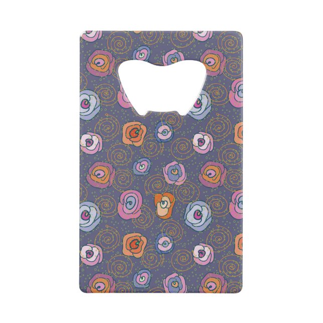 Abstract rose field pattern credit card bottle opener (Front)