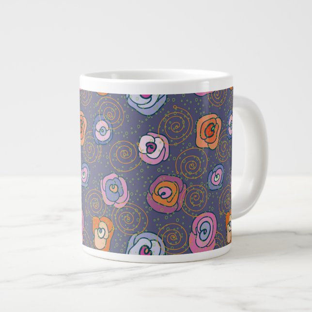 Abstract rose field pattern giant coffee mug (Front Right)