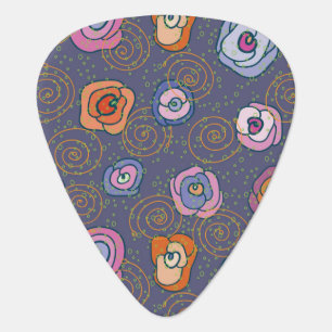 Abstract rose field pattern guitar pick