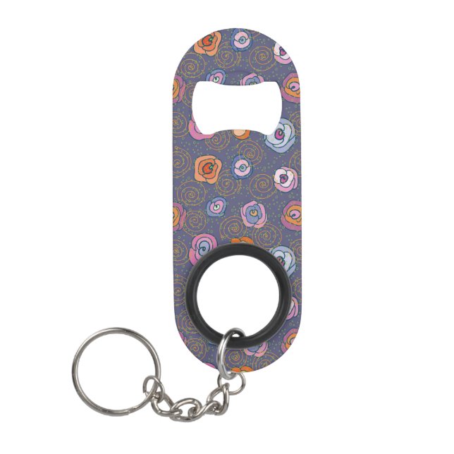 Abstract rose field pattern keychain bottle opener (Front)