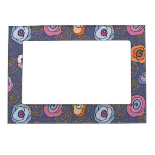 Abstract rose field pattern magnetic frame