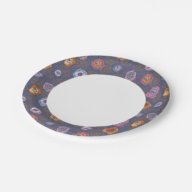 Abstract rose field pattern paper plates (Angled)