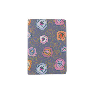 Abstract rose field pattern passport holder