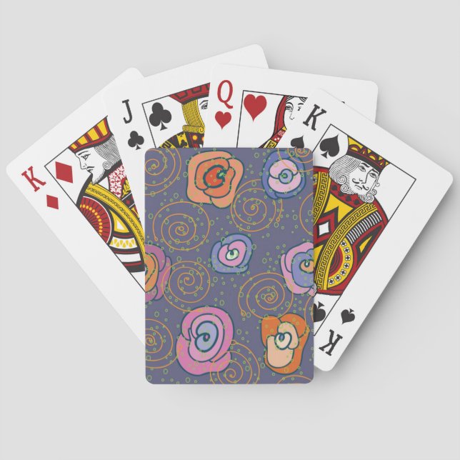 Abstract rose field pattern poker cards (Back)