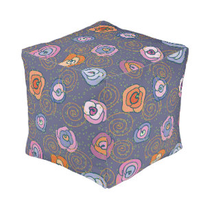 Abstract rose field pattern pouf