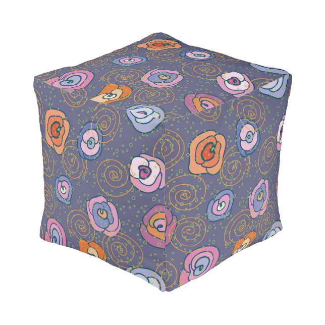 Abstract rose field pattern pouf (Angled Front)