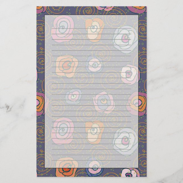 Abstract rose field pattern stationery (Front)