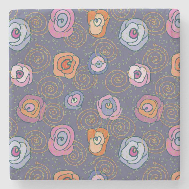 Abstract rose field pattern stone coaster (Front)