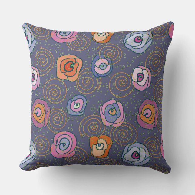Abstract rose field pattern throw pillow (Front)