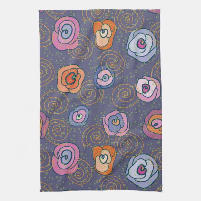 Abstract rose field pattern towel (Vertical)