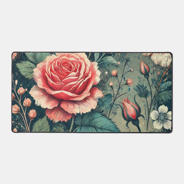 Abstract rose flower blooming design Pattern  Desk Mat (Front)