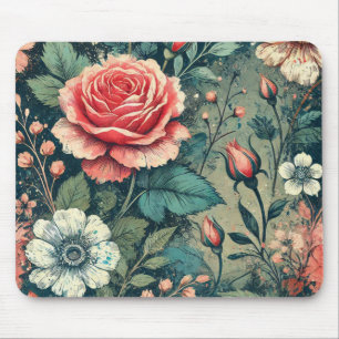 Abstract rose flower blooming design Pattern Mouse Pad