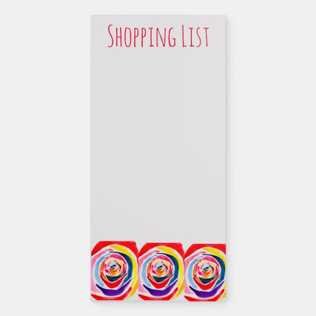 Abstract rose flower pop art magnetic notepad (Front)