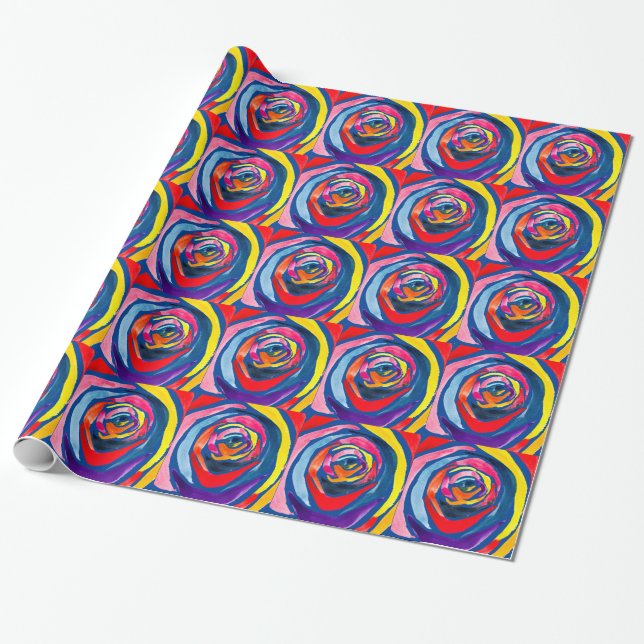 Abstract rose flower pop art wrapping paper (Unrolled)