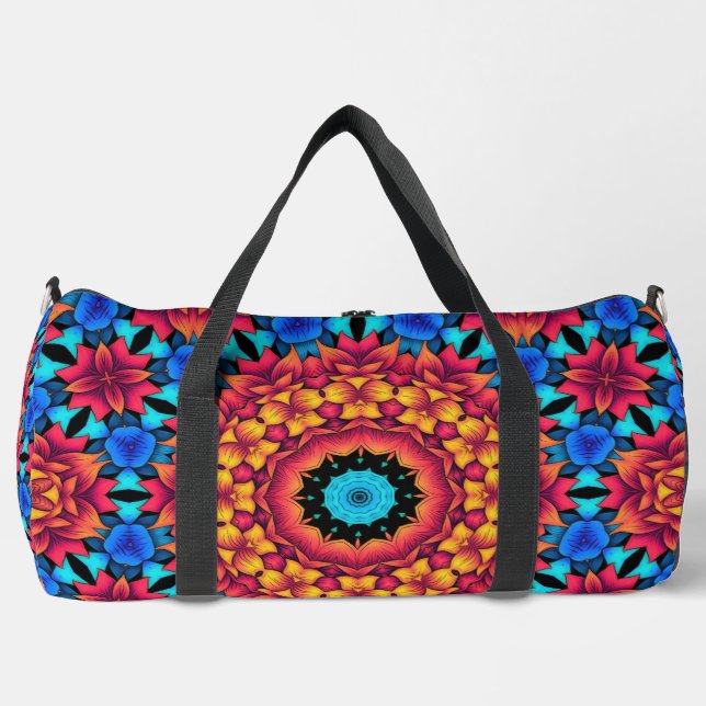 Abstract Rose Geometric Design Duffel Bag (Front)