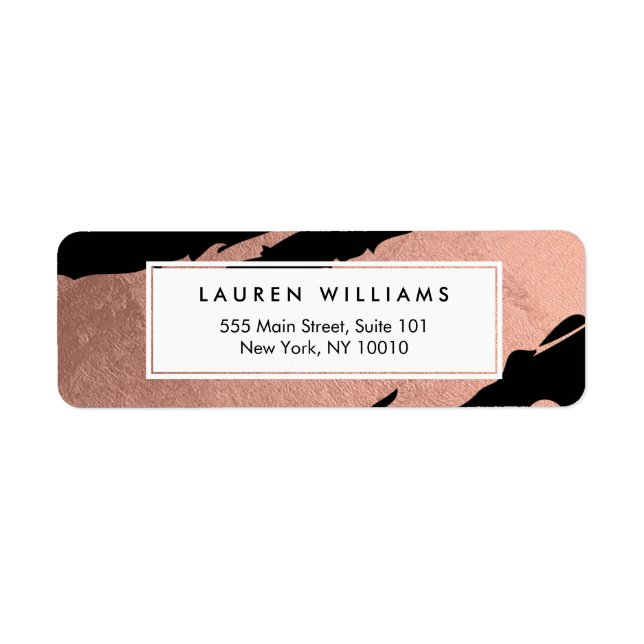 Abstract Rose Gold Brushstrokes on Black Label (Front)