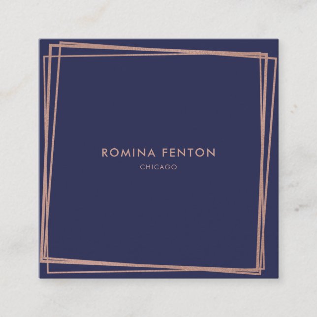 Abstract Rose Gold Foil Frames Modern Professional Square Business Card (Front)